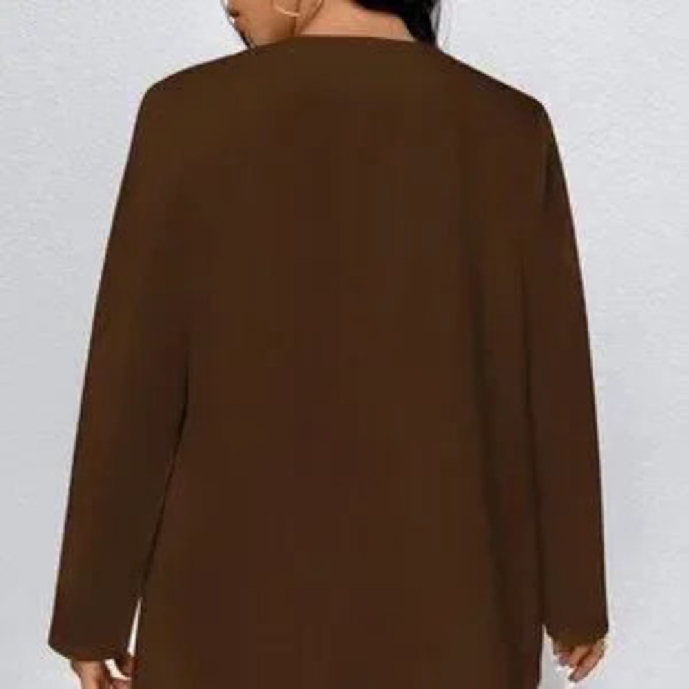 Brown Casual Women's Plus Size Blazer Cloth